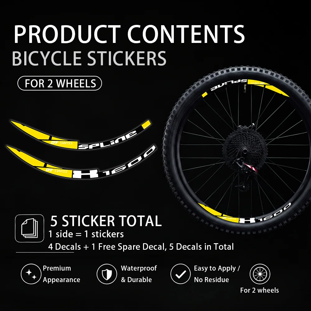 9Pcs/set DT SWISS H1600 MTB Wheel Rim Decals Waterproof Vinyl Sticker For Mountain Bike Rim Decor Cycling Accessories