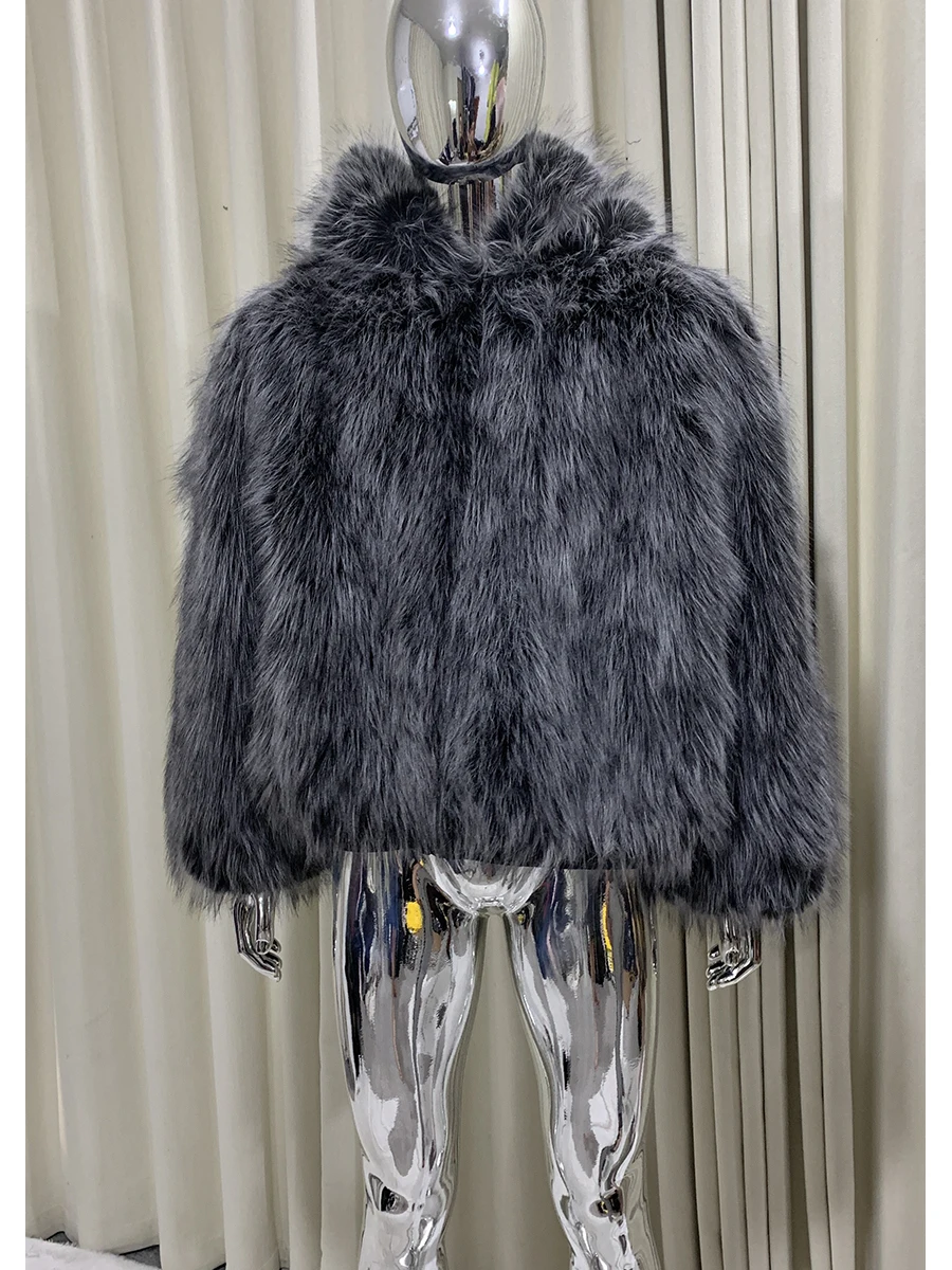 

Winter Oversized Thick Warm Soft Hairy Reversible Faux Fur Hoodies Men with Zipper Loose Casual Fluffy Jacket Sweatshirt 2025