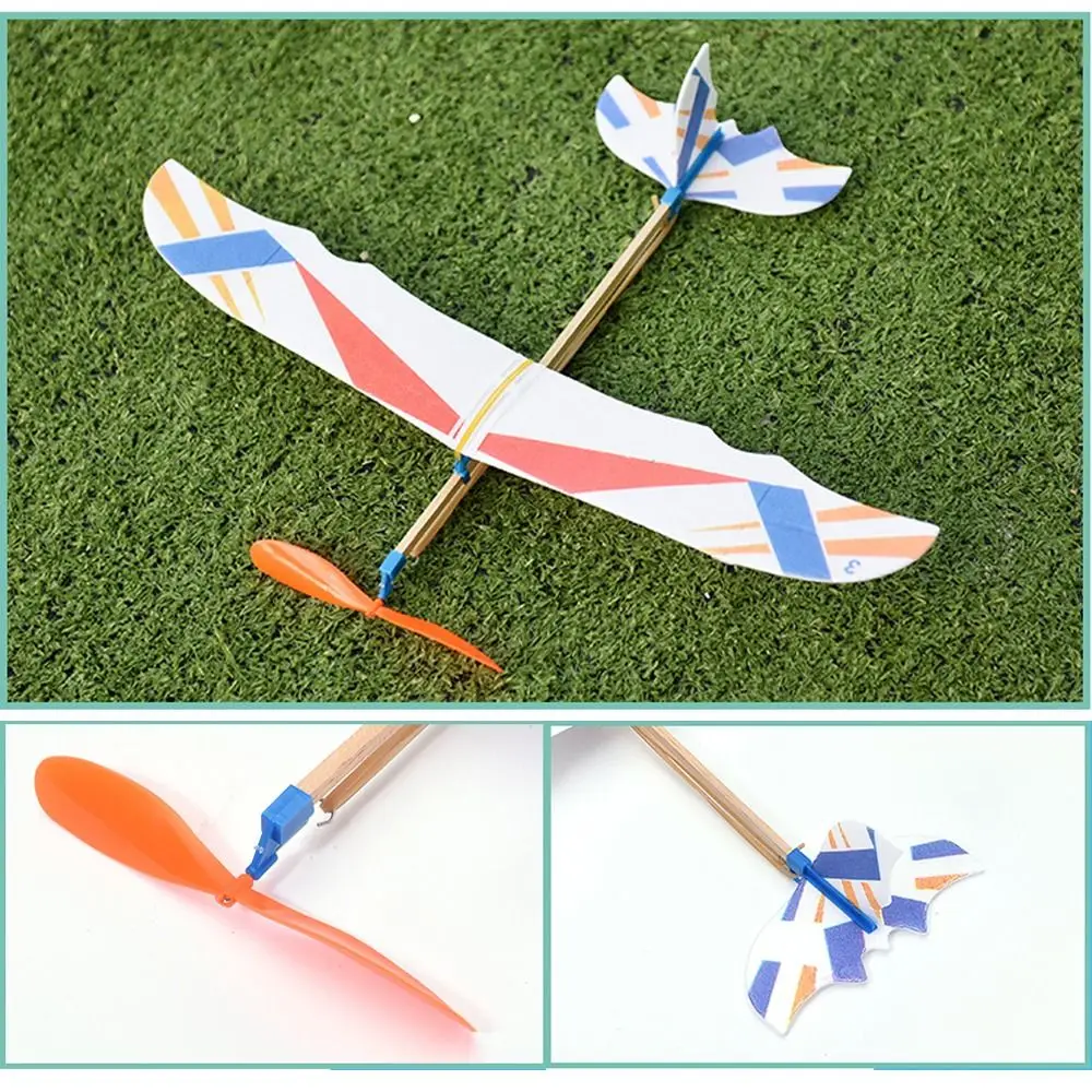Elastic DIY Flying Glider Assembly Hand Throw Aircraft Model Rubber Band Powered Science Flying Plane Model Children