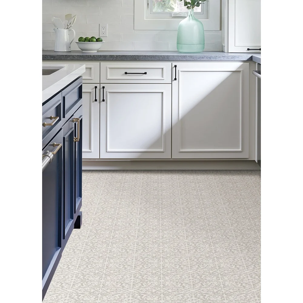 Bodenfliesen zum Abziehen und Aufkleben, 12 x 12 cm, wasserabweisend, langlebiges, reines Vinyl, modernes Medaillonmuster, 10er-Pack, einfache Anwendung