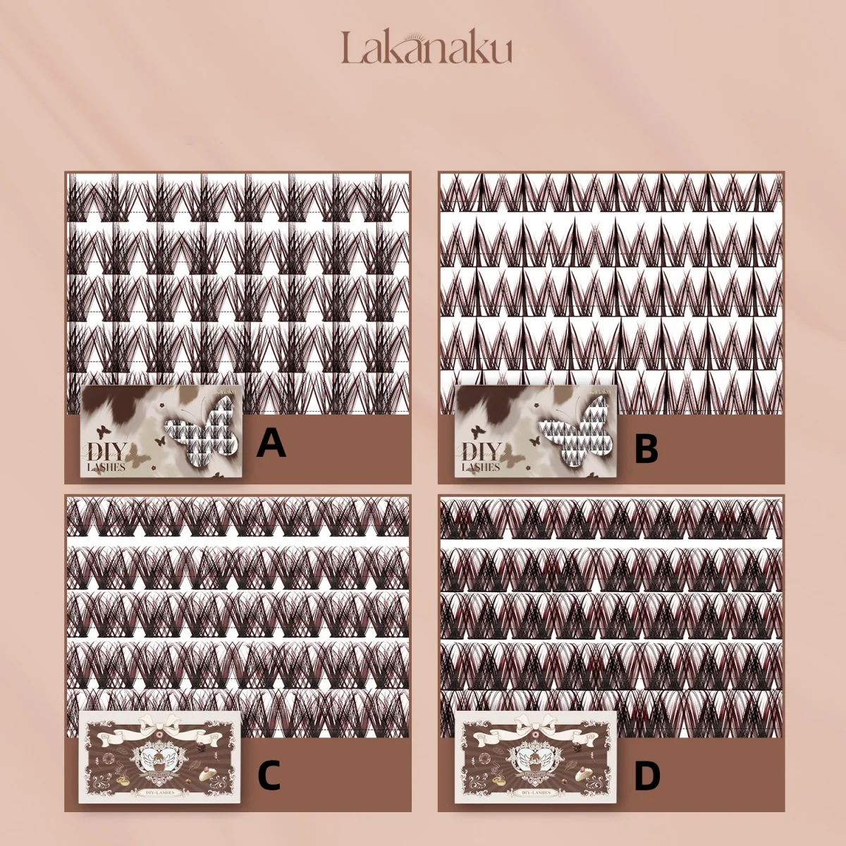 رموش بنية نوع الرموش الصناعية 8-16 مللي متر رموش اصطناعية الطبيعية الجنية لاش الكورية ماكياج ستراند رمش العنقودية رموش #2