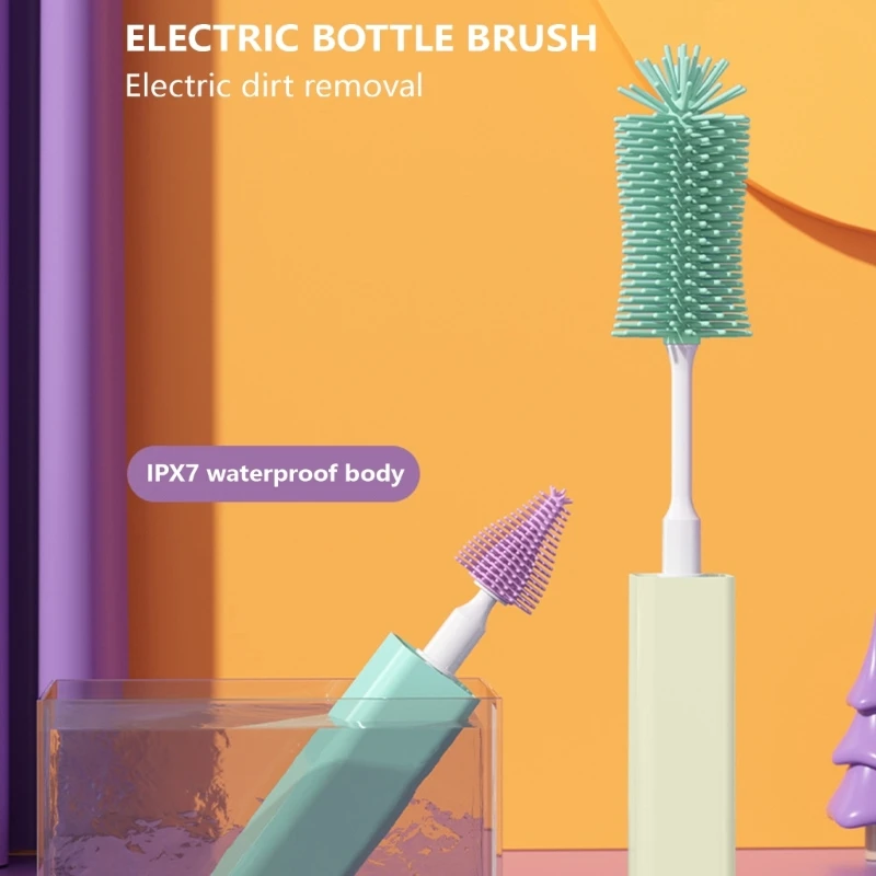 Portable Electric Baby Bottle Brush Double Speed High Efficiency Rotating Baby Bottle Cleaner set for Thorough Cleaning
