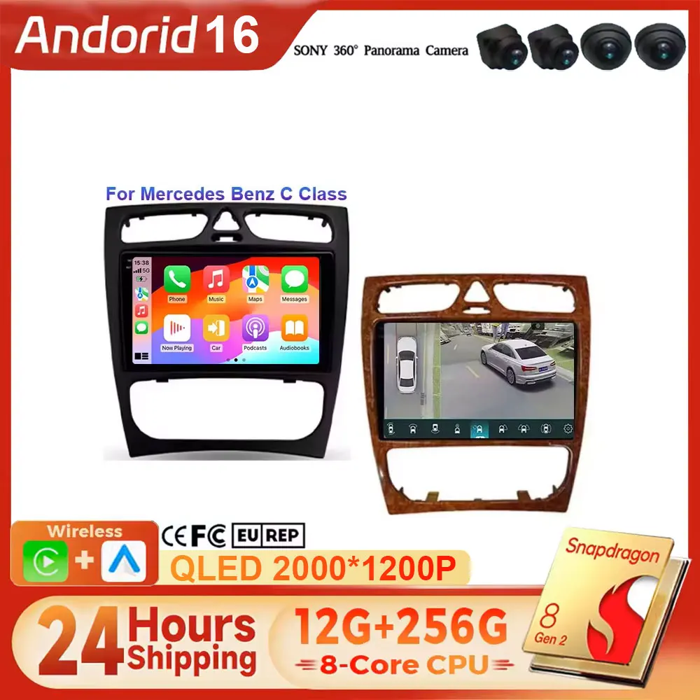 KM-NAVI Global Store Android 16 Car Radio For Mercedes Benz C Class CLK W203 W209 S203 A209 2000-2005 WIFI Carplay Android Auto