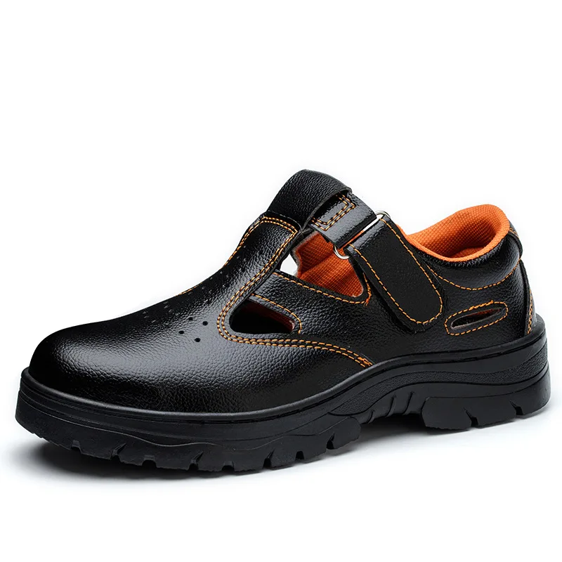 men fashion breathable steel toe covers working shoes worker soft leather sandals summer safety boots designer footwear protect
