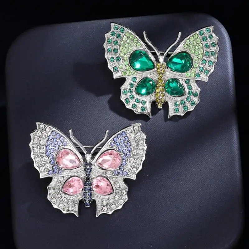 Fashion Light Luxury Crystal Butterfly Brooches For Women Clothing Coat Jewelry Accessories Gifts