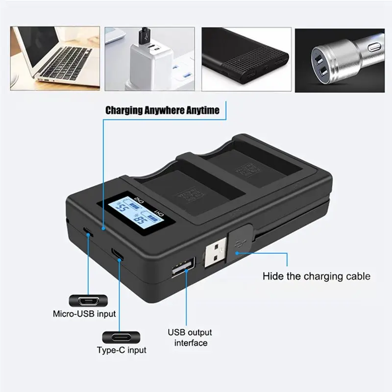 EN-EL14 Dual-Slot Camera Battery With LCD Screen Fast Charging For Nikon D3200 D5100 DTC711.11