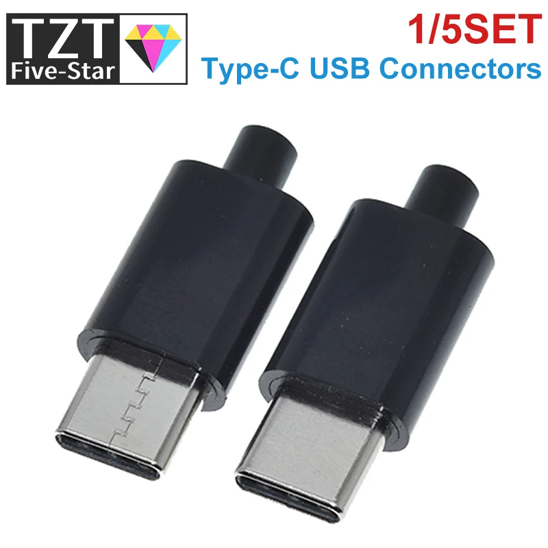 1/5Set Type-C Mirco USB Connectors Male Jack Tail Plug Electric Terminals Conector Case Phone