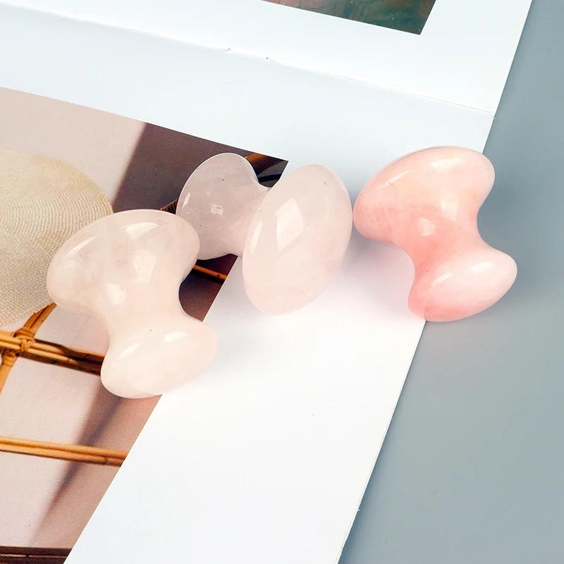 100% Natural Stone Mushroom Shaped Gua Sha Jade Rose Quartz Massage Tool Hot Selling Jade Gua Sha Stone For Face Health