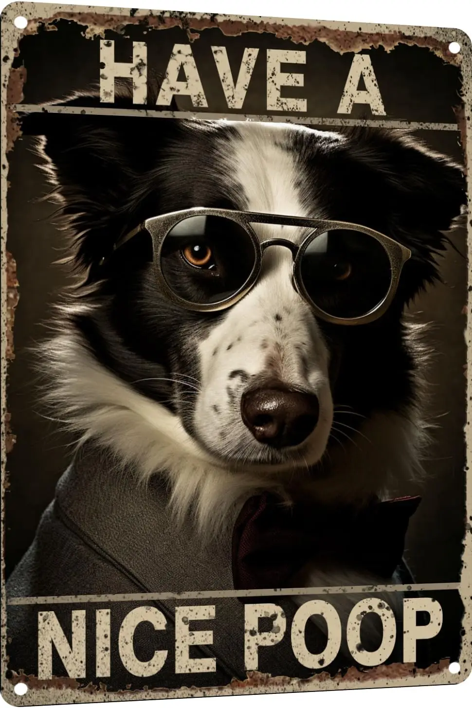 1k, el borde Collie tiene una bonita caca baño divertido novedad letrero de Metal decoración de pared Retro para el hogar puerta jardín Bar restaurantes cafeterías