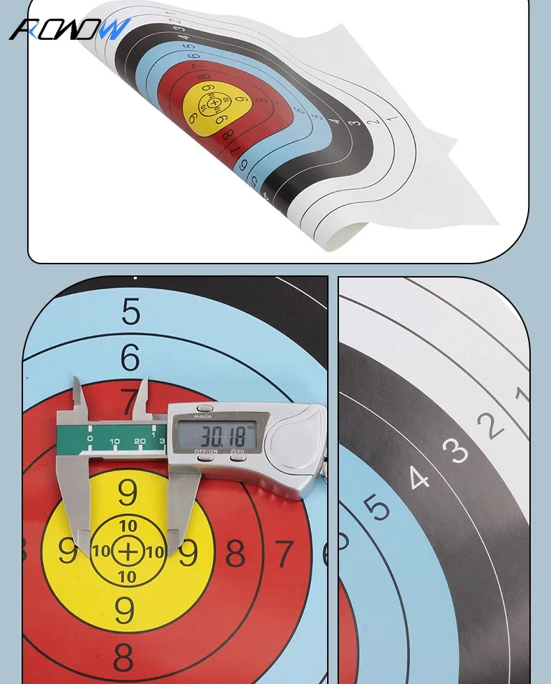 Papel alvo anel completo, ao ar livre, Scenic Salão Prática Competição, arco competitivo e flecha, Tiro com arco dardos, equipamentos esportivos, 5 pcs