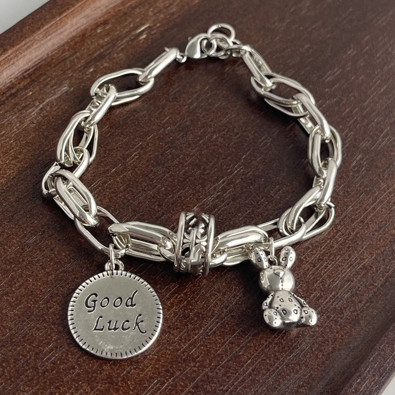 925 فضة أساور للنساء الرجال سلسلة اكسسوارات الاتجاه خمر أرنب قلادة مجوهرات الحفلات هدية