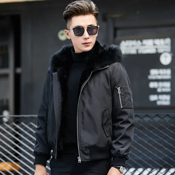 2024 Winter Herren Lederjacke und Herbst mode Baumwolle Punk cool dick wind dicht z14