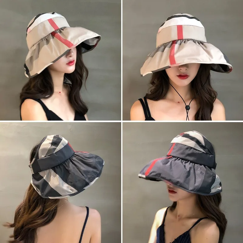 Sun Hat Women's Summer Korean Version Sun Protection Hat Empty Top Sun Hat Face Cover Outside The Beach Folding Sun Hat