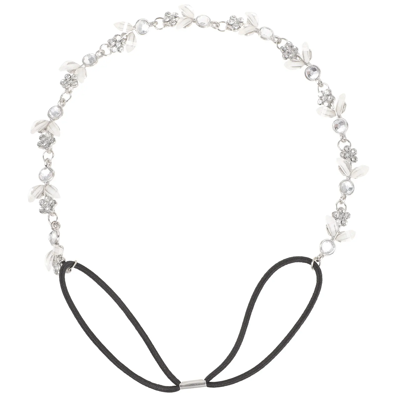 

Rhinestone Hairband Silver Alloy 325mm Ladies Headband Crystal Decorated Leaf Design Wedding Prom Hair Accessories Durable One