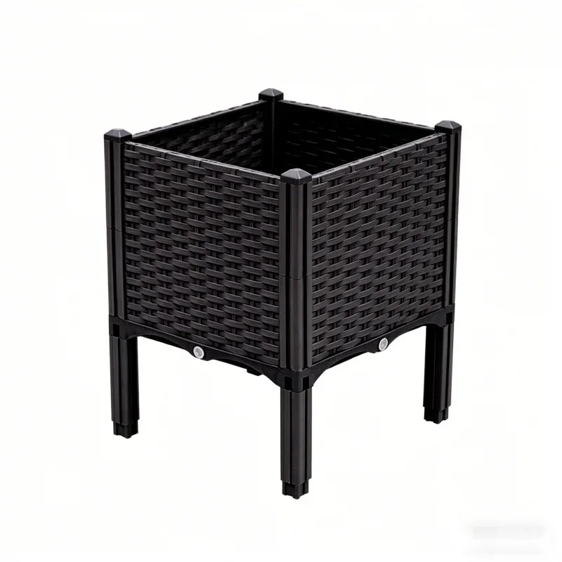 

Extra Large 1-Tier Planter Box 40x40x52cm Deepened Elevated Plastic Planting Pot for Vegetables And Flowers Raised Garden Bed f