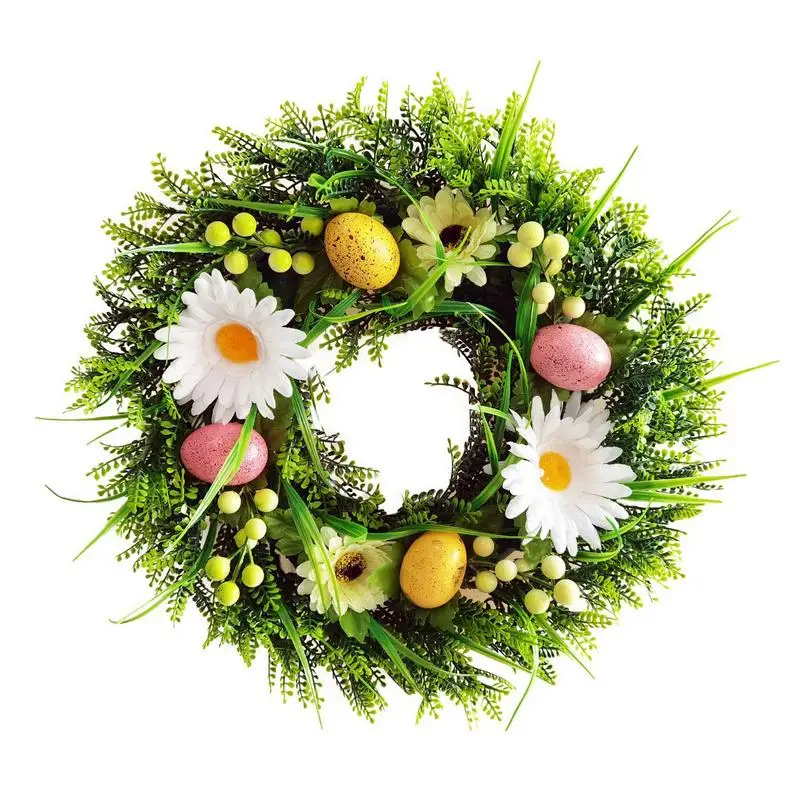 Artificial Wreath Garland Rattan Frame With Easter Cross Garland Halloween Thanksgiving Autumn Holiday Daisy Flower Element