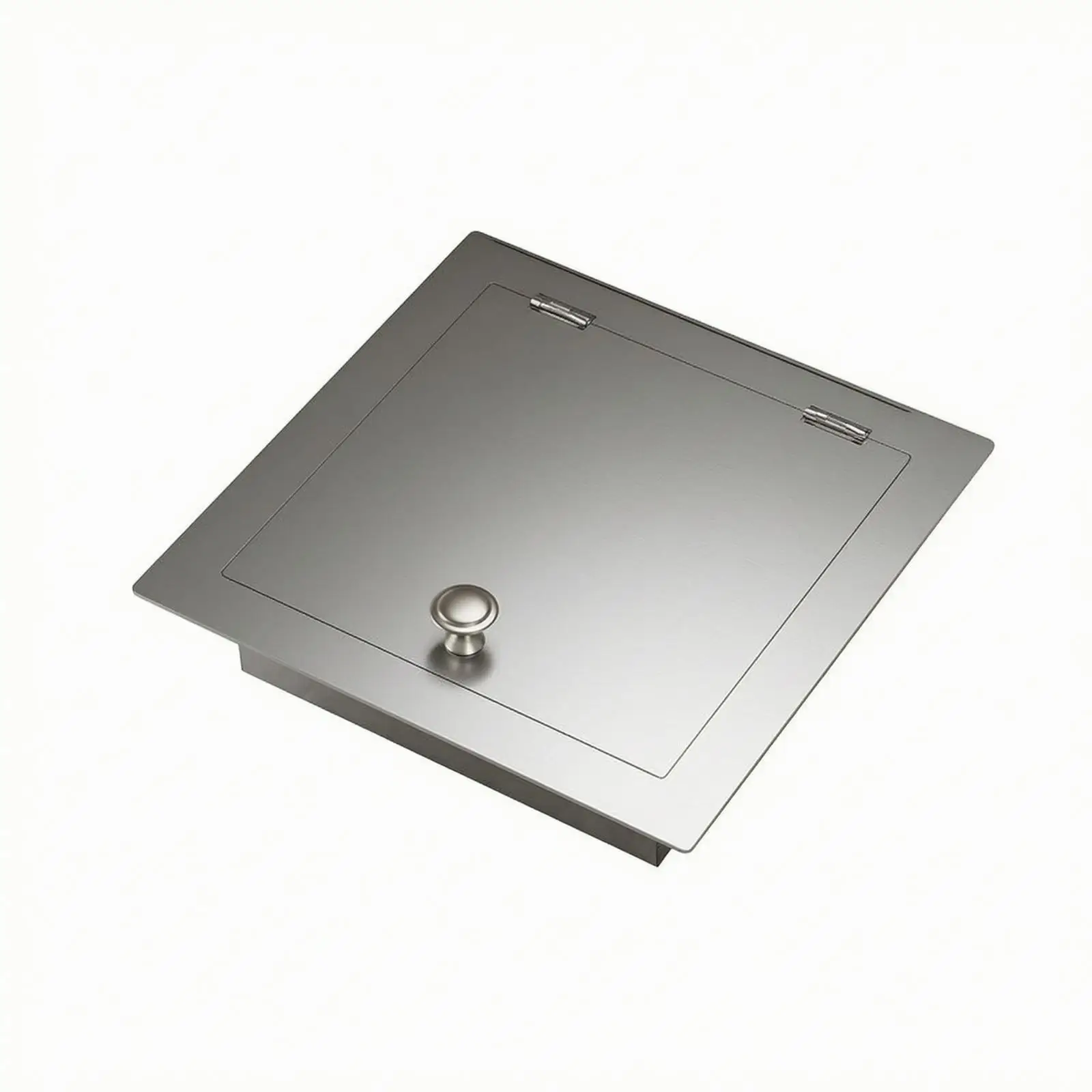 Durable Steel Kitchen Waste Lid Square Inset Trash Can Cover with Hinged Panel for Bathroom Counter Use