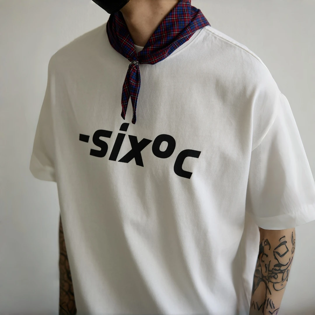 T Shirt Mens Summer Heavyweight Cotton Letter Print Streetwear Loose Fit Tops Crew Neck Short Sleeve Casual Trendy Fashion Tee