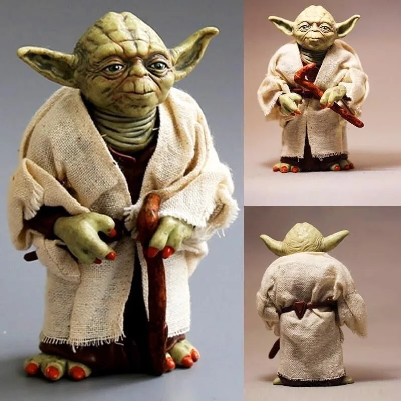 Star Wars Mandalorian Master Yoda Action Figure with Real Fabric Clothes 12cm Collectible Model Toys