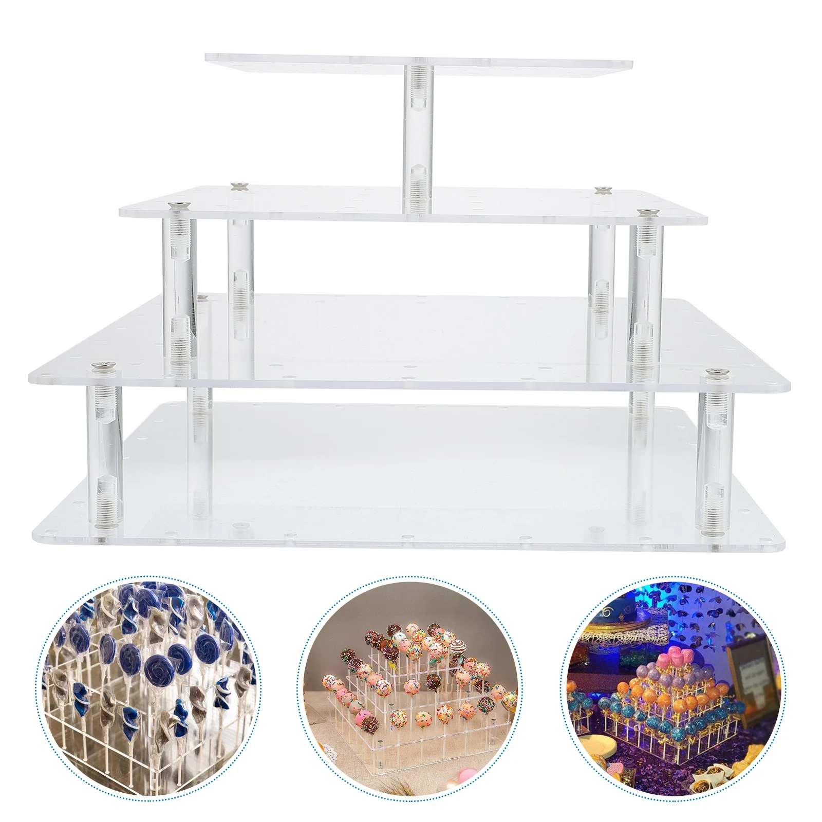 

Acrylic Lollipop Rack Smooth Edges 4 Layer Transparent Dessert Lollipop St Holder Easy Assemble Storage Tool