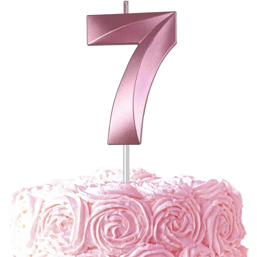 الوردي عدد 7 الشموع ثلاثية الأبعاد الماس 2.76 Ih كعكة توبر شموع عيد ميلاد لذكرى الزفاف كعكة tions حفلة عيد ميلاد سعيد tio #1