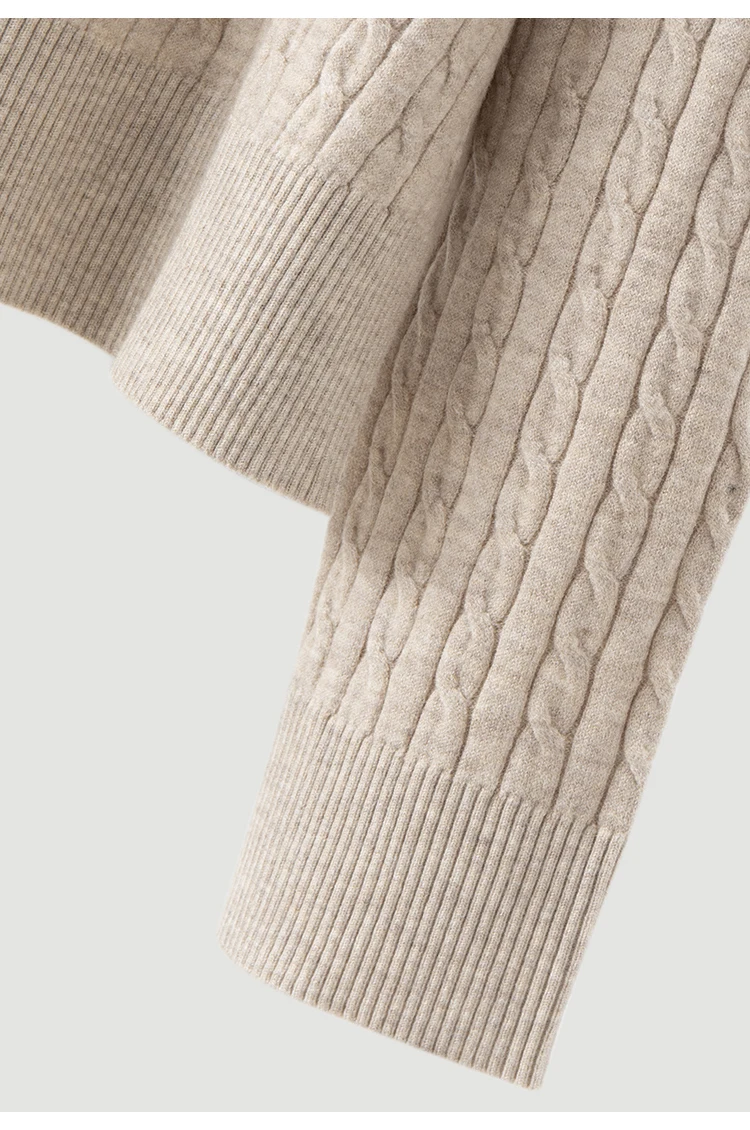 ML62062 Damen Minimalistischer Zopfmuster-Pullover mit Rundhalsausschnitt, Langarm, Modal-Mischung, Weich und Warm, Herbst-Winter-Oberteil – Detail 18