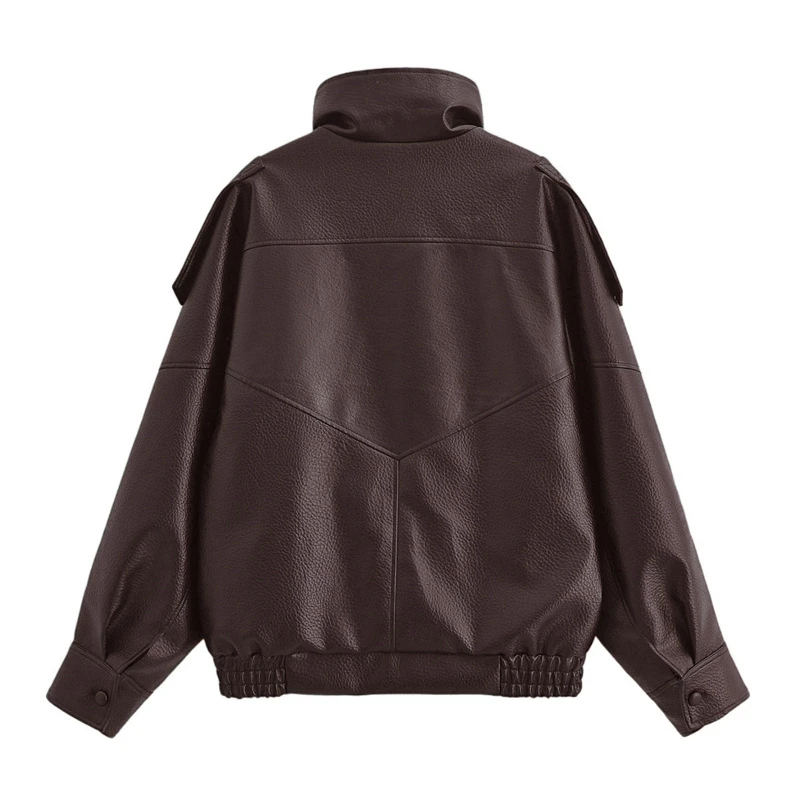 Women's Jacket 2026 New Faux Leather Jacket Autumn Winter Fashion Biker Retro Multi-Color Jacket