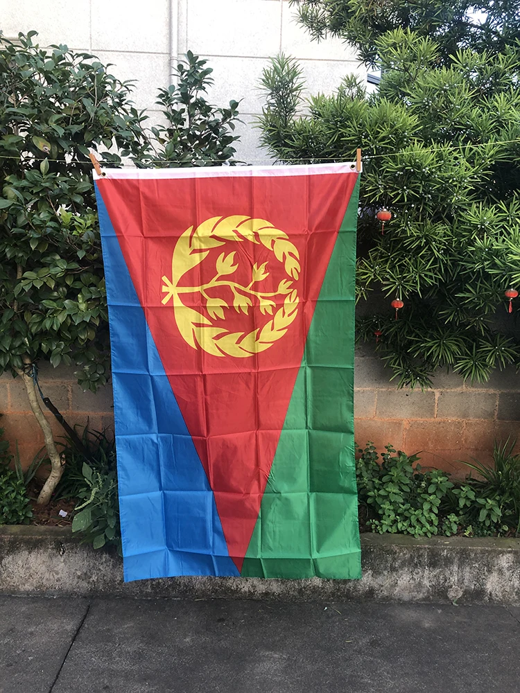 Z-ONE FLAG 3*5 FT  Eritrea Flag 90x150cm Polyester Hanging Eritrean National for Indoor Outdoor Decoration banner