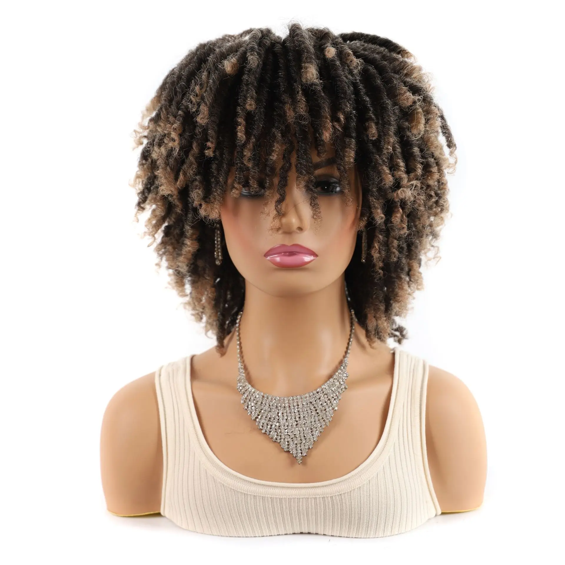 Synthetic Curly Wig 6 Inch Hollow Twist Afro Curl Hair Extension for Women Fashion Colorful Party Cosplay Daily Wear