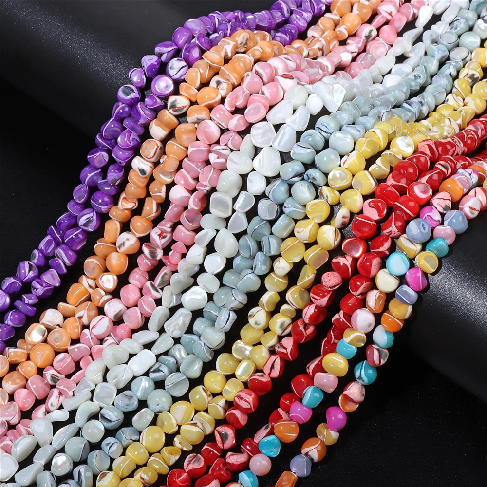 Natural Shell Beads 4x8mm Irregular Dyed Sea Shell Freeform Loose Spacer Beads for Jewelry Making Necklace DIY Accessries 15