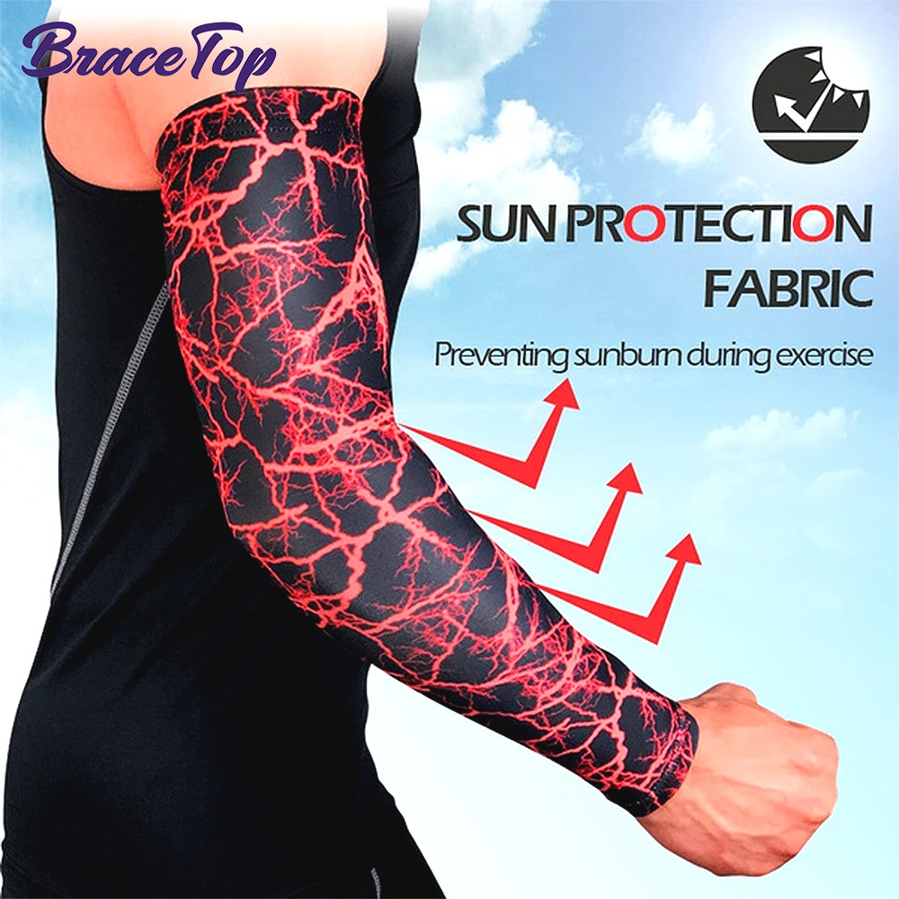 BraceTop 1 Paar Unisex Sport Arm Ärmel Golf Basketball Radfahren Ellenbogen Protector Arm Ärmeln Sun UV Schutz Abdeckung Schutz