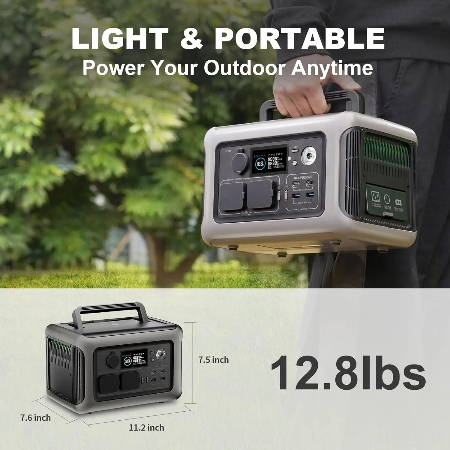 ALLPOWERS R600 299Wh 600W LiFePO4 Portable Power station with 100W / 140W / 200W Solar panel (Optional)  for Home use Camping RV view 5