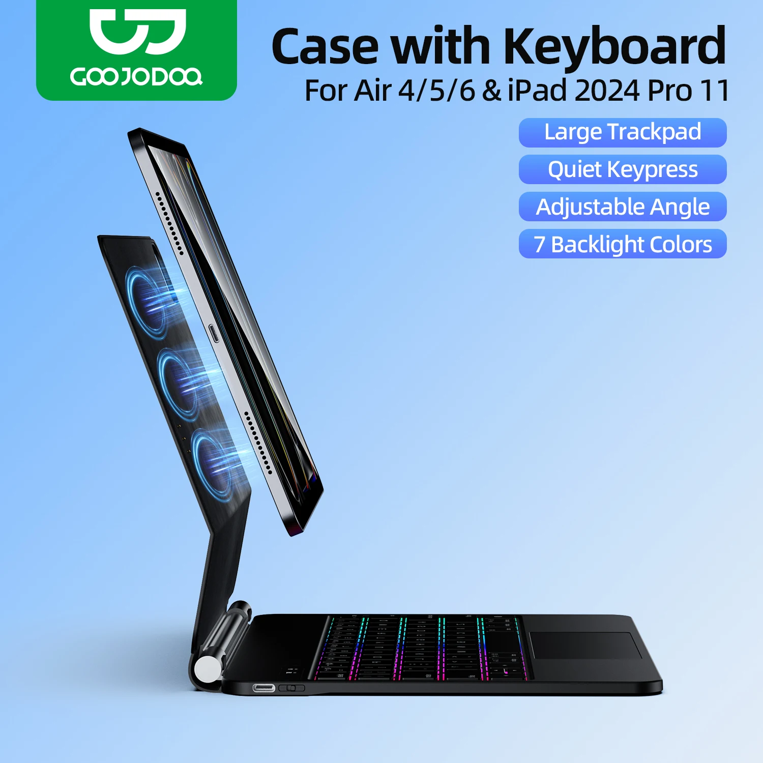 Magic Keyboard Case for iPad Pro 11 iPad Air 6 11 Air 5 Air 4 Smart Pogo Pin Bluetooth 5.2 Backlight Multi-Touch Keyboard