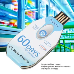 Temperature Data Logger Single Use PDF Report USB Port 10000 Points