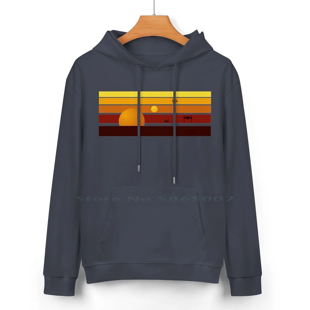 Sunset Cotton Hoodie Sweater 24 Colors Luke Skywalker Darth Wader Tatooine Planets Film Movies Jedi R2d2 Sunset Two Sun