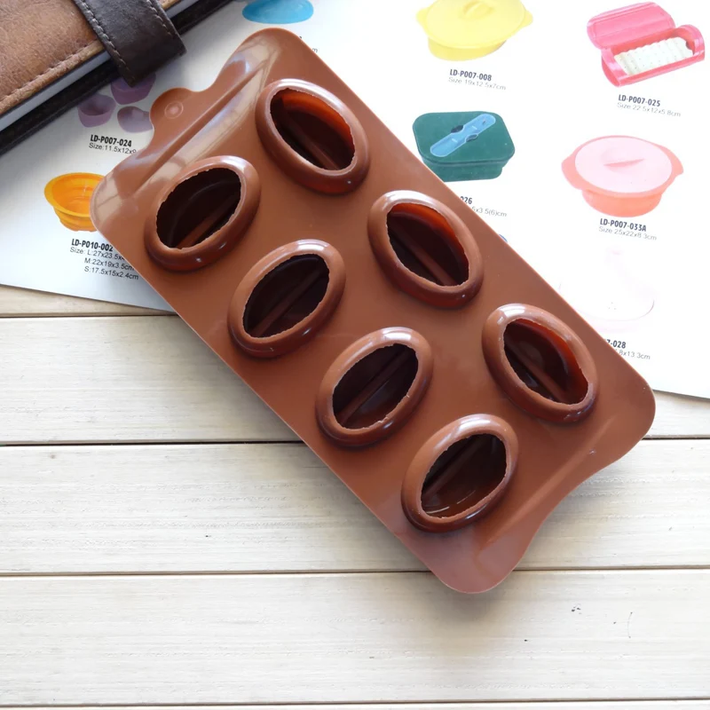 Silicone Mold for Chocolate Cookie Cutters, Cake Decorating Tools, Baked, Coffee Bean, Kitchen, 7 Holes