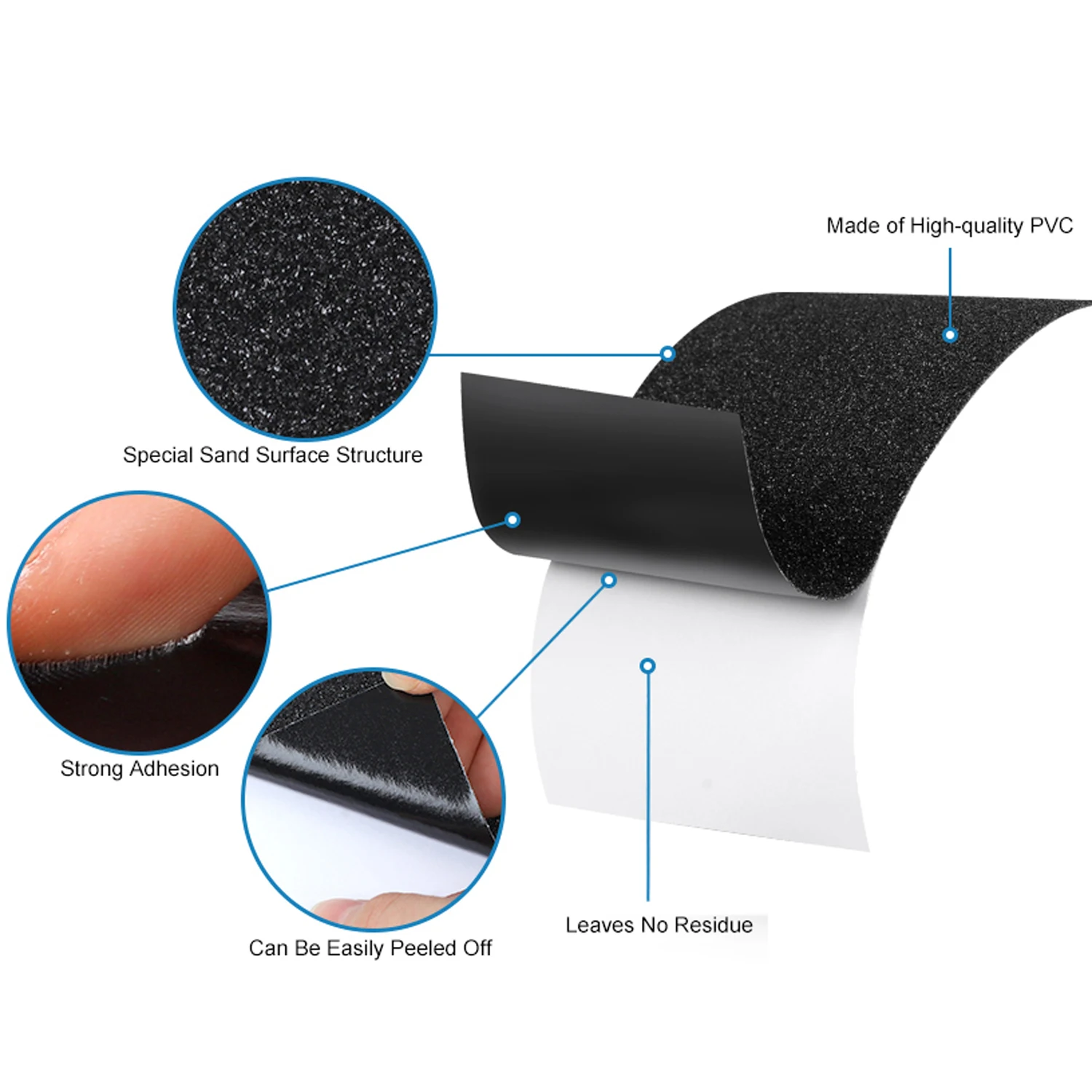 6 Pieces of Outdoor Stair Tread Anti-Slip Tape, 15cm X 61cm, Black Safety Anti-Slip Tape, No Cutting Required, Self-Adhesive, for Indoor/Outdoor Stairs, Steps, Boats, Stair Treads, Floors, Anti-Slip Safety Tape