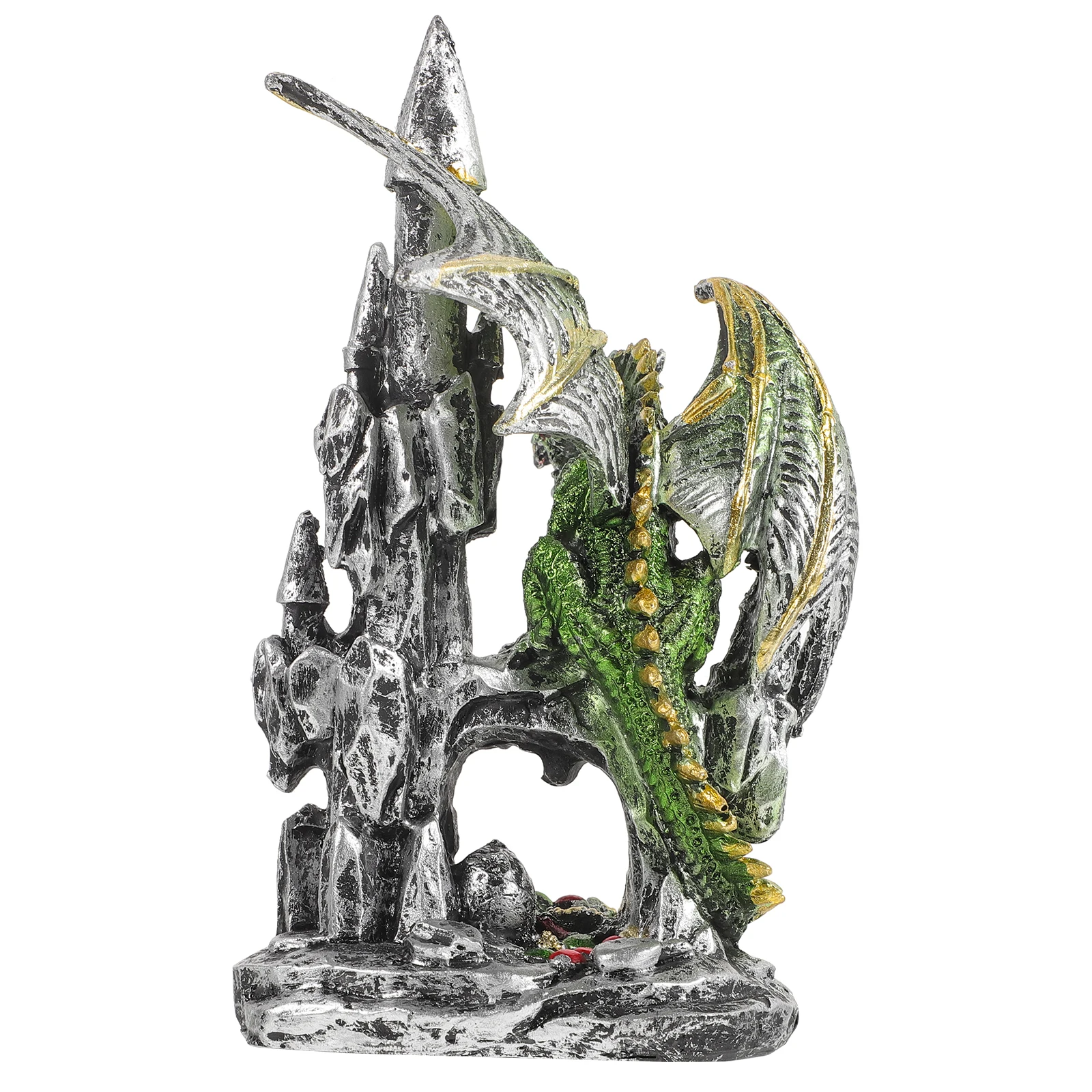 

Resin Castle Dragon Figurine Halloween Decoration 7139D-0101 Colored Desktop Ornament Lightweight Storage Garden Supplies