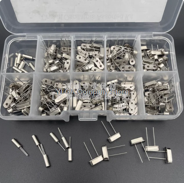 200 pieces of 10 specifications straight insertion two pin HC-49S passive crystal oscillator box kit 32.768KHZ 4M12M