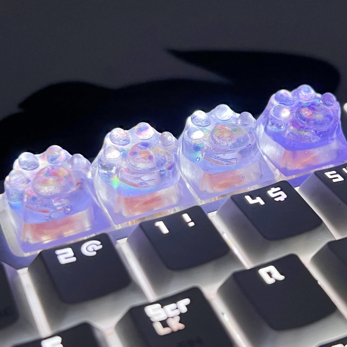 Translucent cat claw key cap, cross axis, mechanical keyboard, decorative key cap, new, hot sale, 4pc