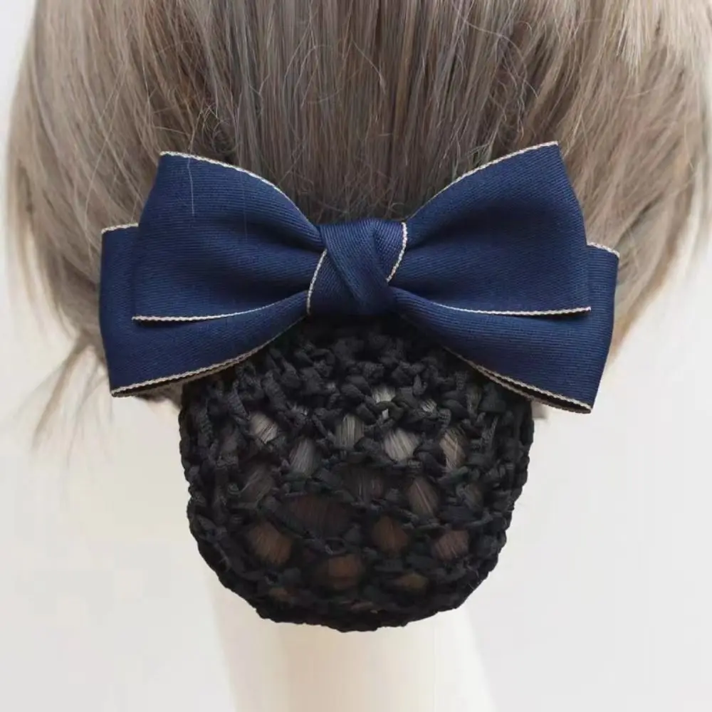 Elegant Ribbon Bowknot Spring Clip Headwear Hairpin Hair Net Cover Korean Style Hair Accessories Bun Snood Office