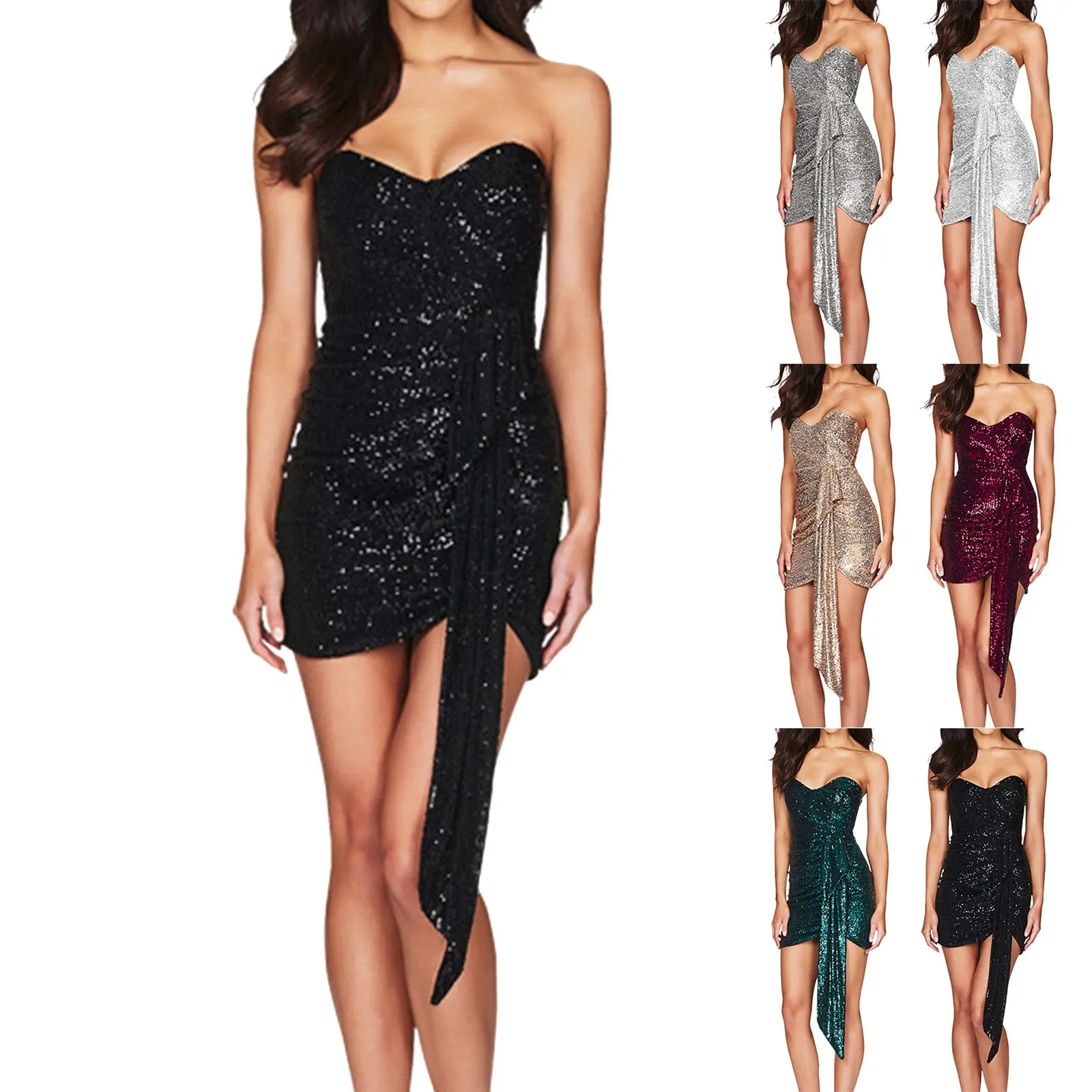 Sexy Mini vestido sin mangas para mujer, vestido Irregular para mujer, Vestidos formales elegantes, Vestidos de noche para fiesta de cóctel