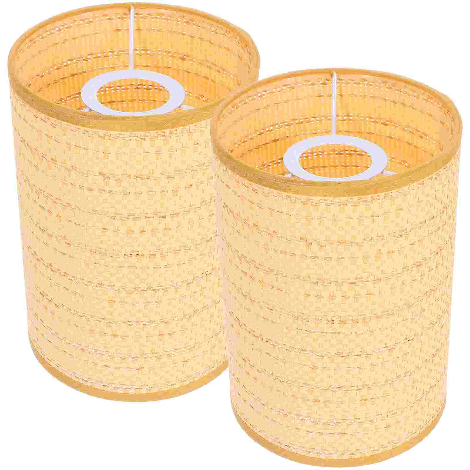 

2 Pcs Large Lamp Shade Ceiling Lights Rattan Lampshades for Floor Bulb White Bulbs