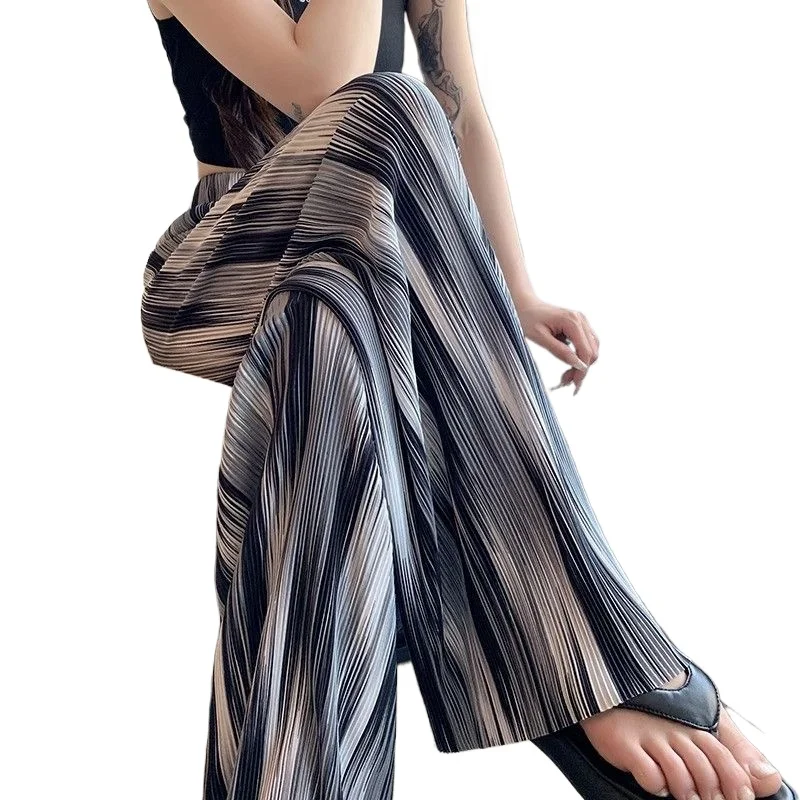 Tie Dyed Gradient Wide Leg Pants for Women Summer Thin High Waist Loose Slim Casual Pants Pants