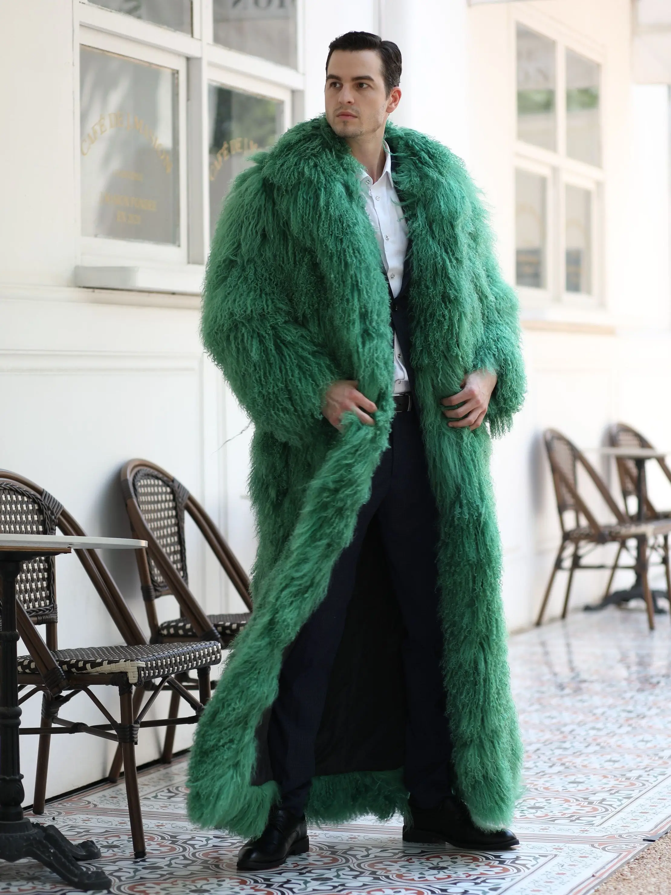 JANEFUR Mongolia Sheep Fur Coat Women Men 2022 New Long 130cm 100% Wool Real Fur Overcoat for Lovers Thick Warm Winter Outerwear