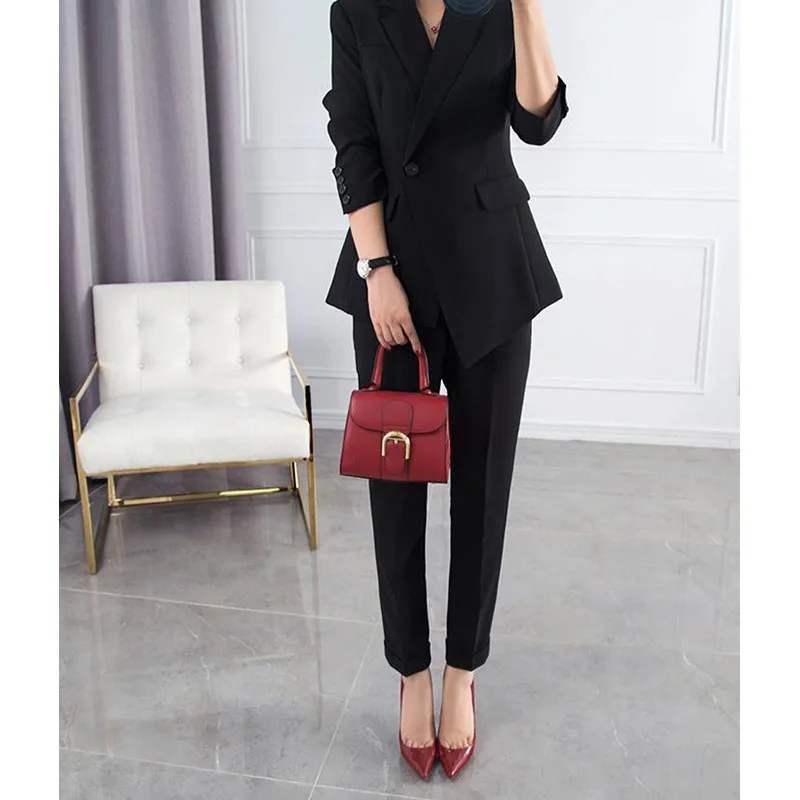 

Allingentle Women's Suit Fashion Pantsuit 2 Piece Set 1-Button Blazer & Pants for Casual Office Customize
