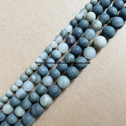 Natural Stone Matte Green Hair Quartz Round Loose Beads 15