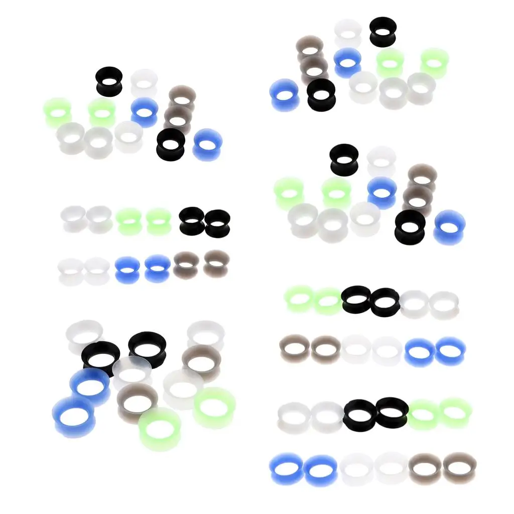 Soft Silicone Ear Gauges Flexible Flesh Tunnels Double Flared Ear Plugs Expander Stretching Kit for Piercing Lovers
