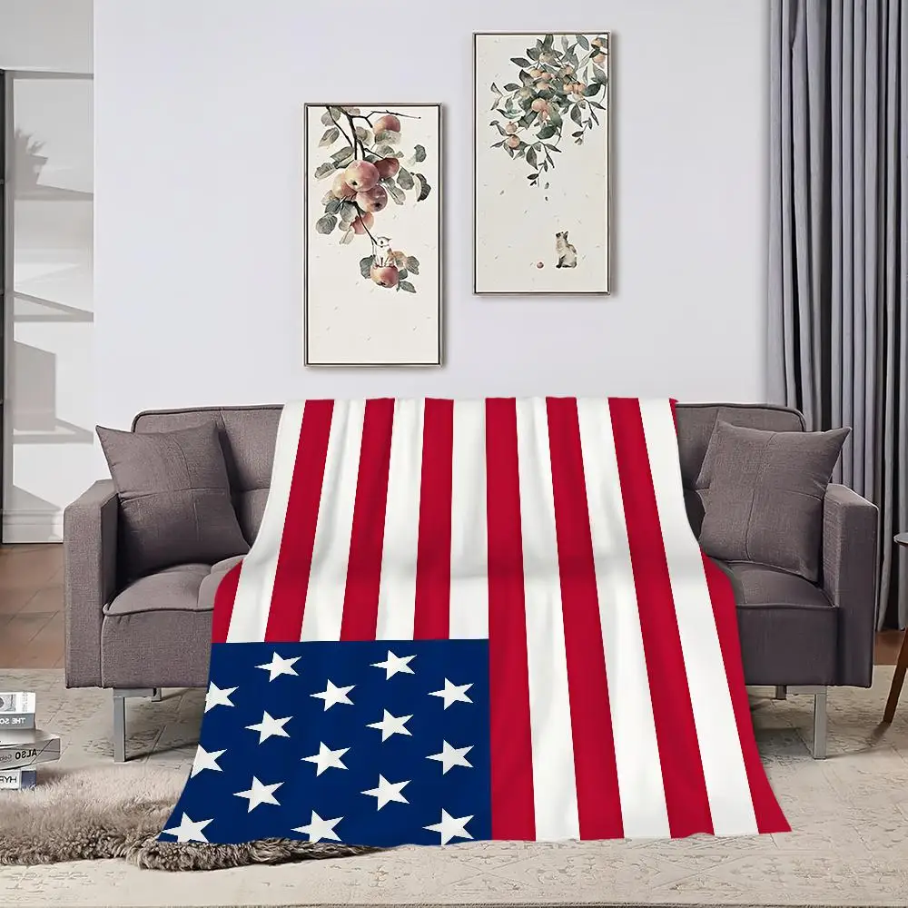 American USA US Flag Blanket For Soft Throw Blanket for Picnic Bed Sofa Home Bedroom Cozy Warm Comfortable