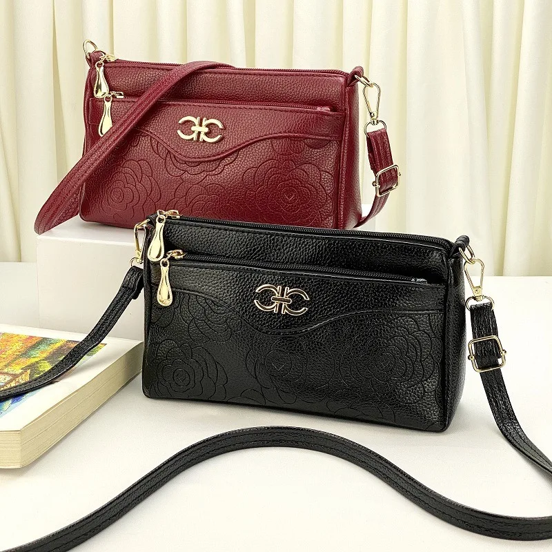 Pu leather women's small shoulder cross body bag mother large capacity red plaid bag